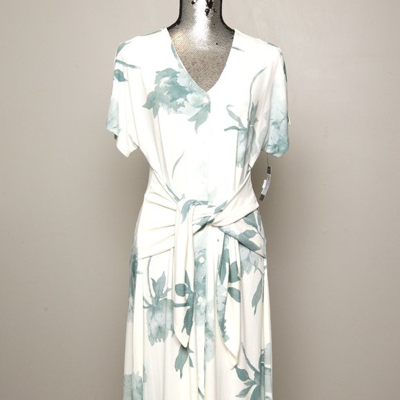 NWT ALFANI FLORAL PRINT TIE FRONT SHIRTDRESS - M - Picture 4 of 7